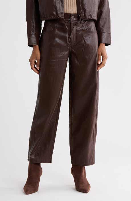 Faux Leather Relaxed Barrel Ankle Pants