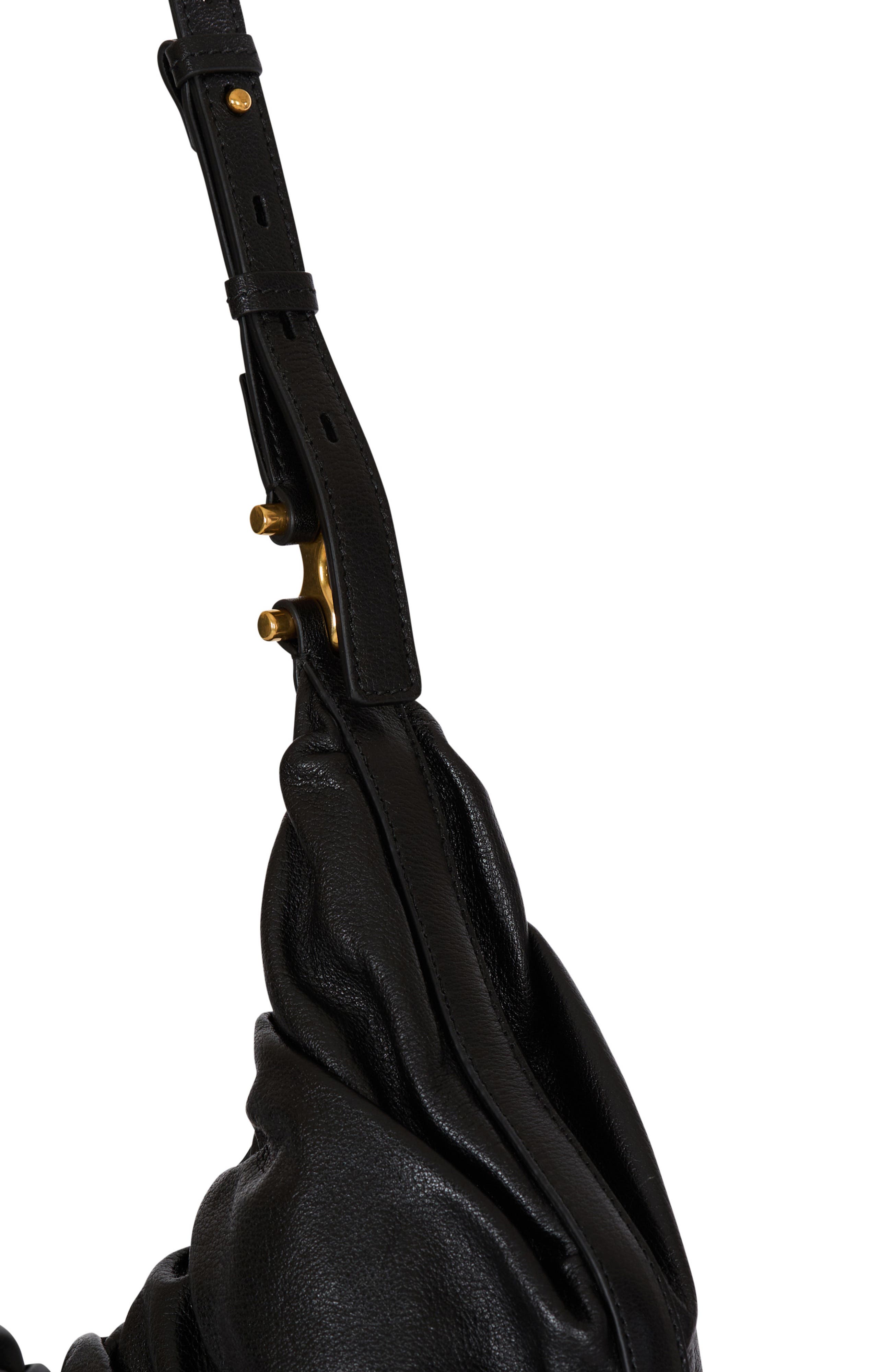 Balmain Ebene Hobo bag in calfskin leather, Alternate, color, Black