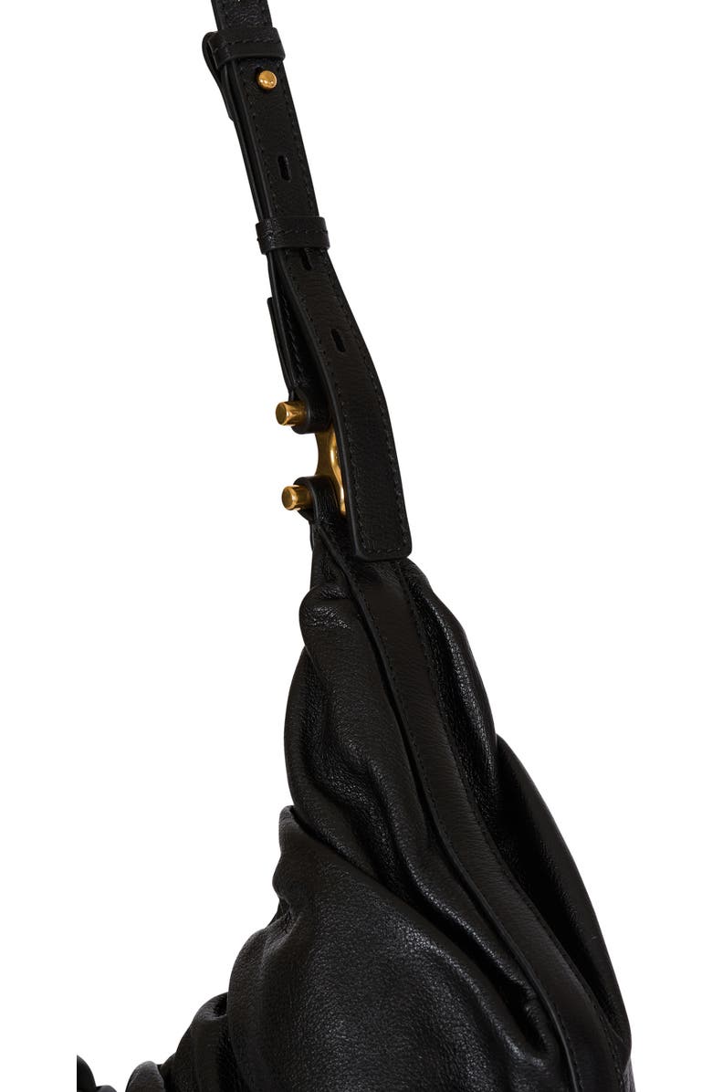 Balmain Ebene Hobo bag in calfskin leather, Alternate, color, Black