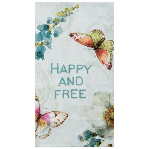 Happy and Free Printed Cotton Flour Sack Kitchen Towel