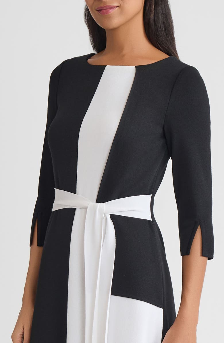 Misook A-Line Colorblock Soft Knit Dress, Alternate, color, Black/White