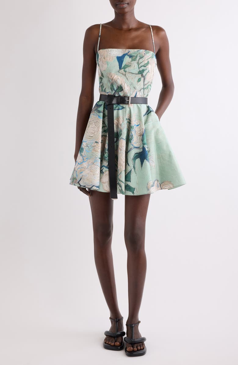 Givenchy Rose Jacquard Sliced Minidress, Main, color, Mint Green