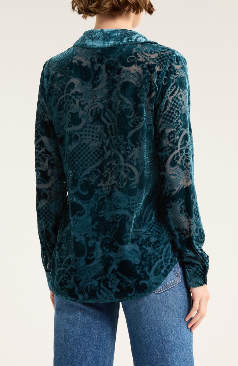 L'AGENCE Laurent Burnout Velvet Button-Up Shirt, Alternate, color,