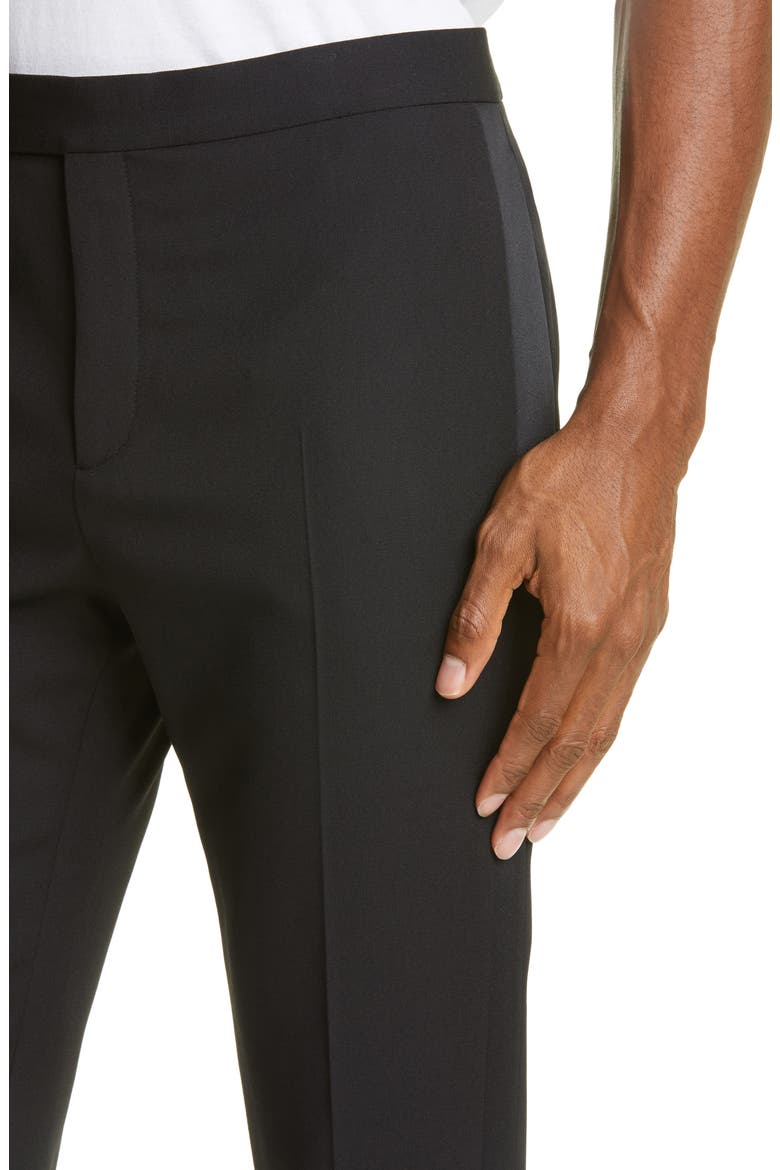 Grain de Poudre Wool Tuxedo Pants, Alternate, color, BLACK