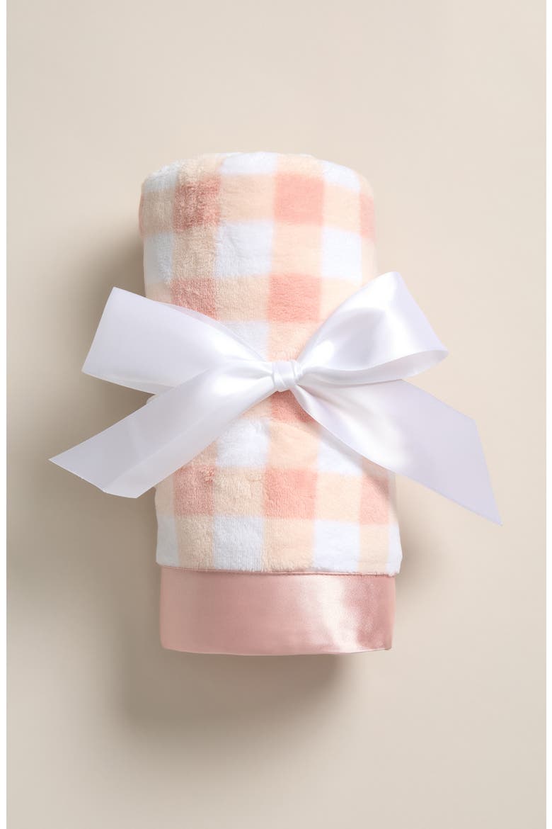 Baby Print Plush Blanket, Alternate, color, PINK LOTUS GINGHAM