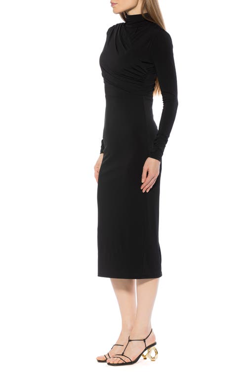 Alexia Admor Elio Draped Bodice Midi Sheath Dress In Black