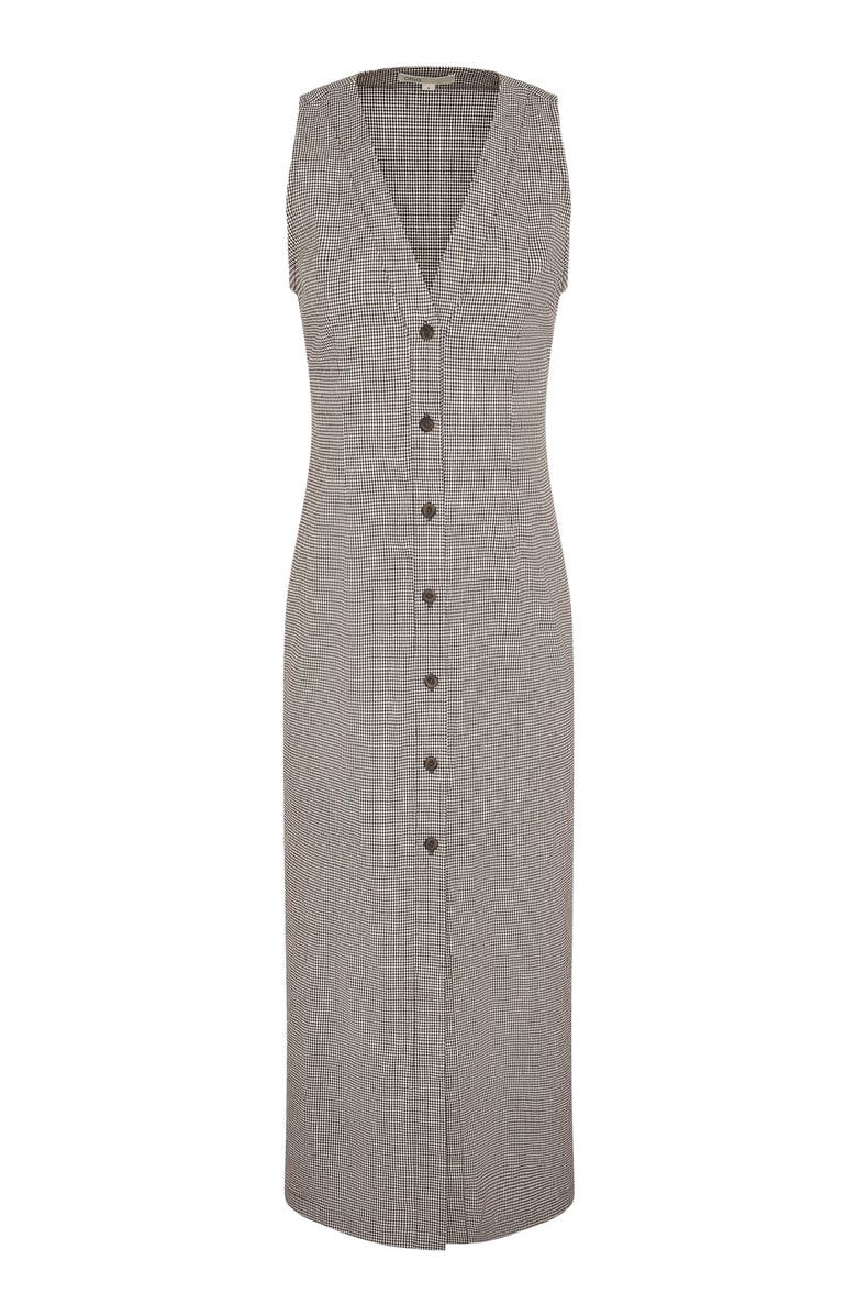 Onia Stretch Linen Button Down Maxi Dress, Alternate, color, Brown/White
