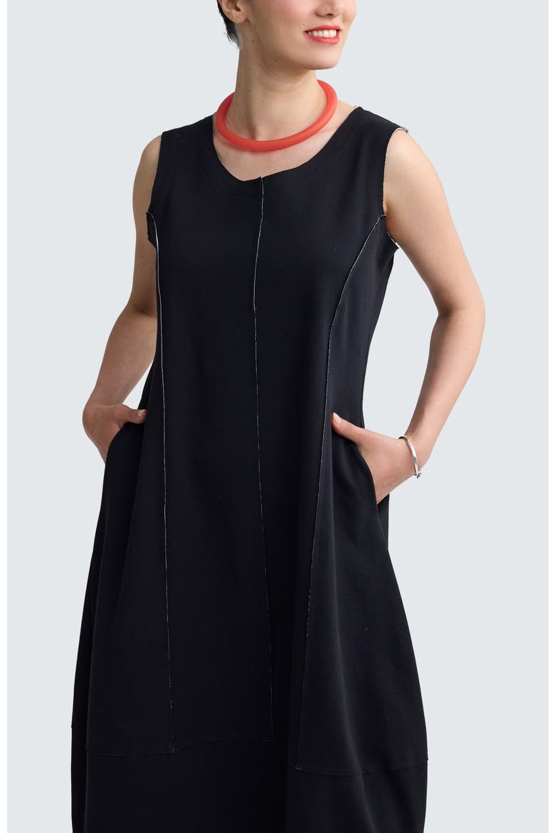 Korin Contrast-Stitch Balloon Dress, Alternate, color, Black