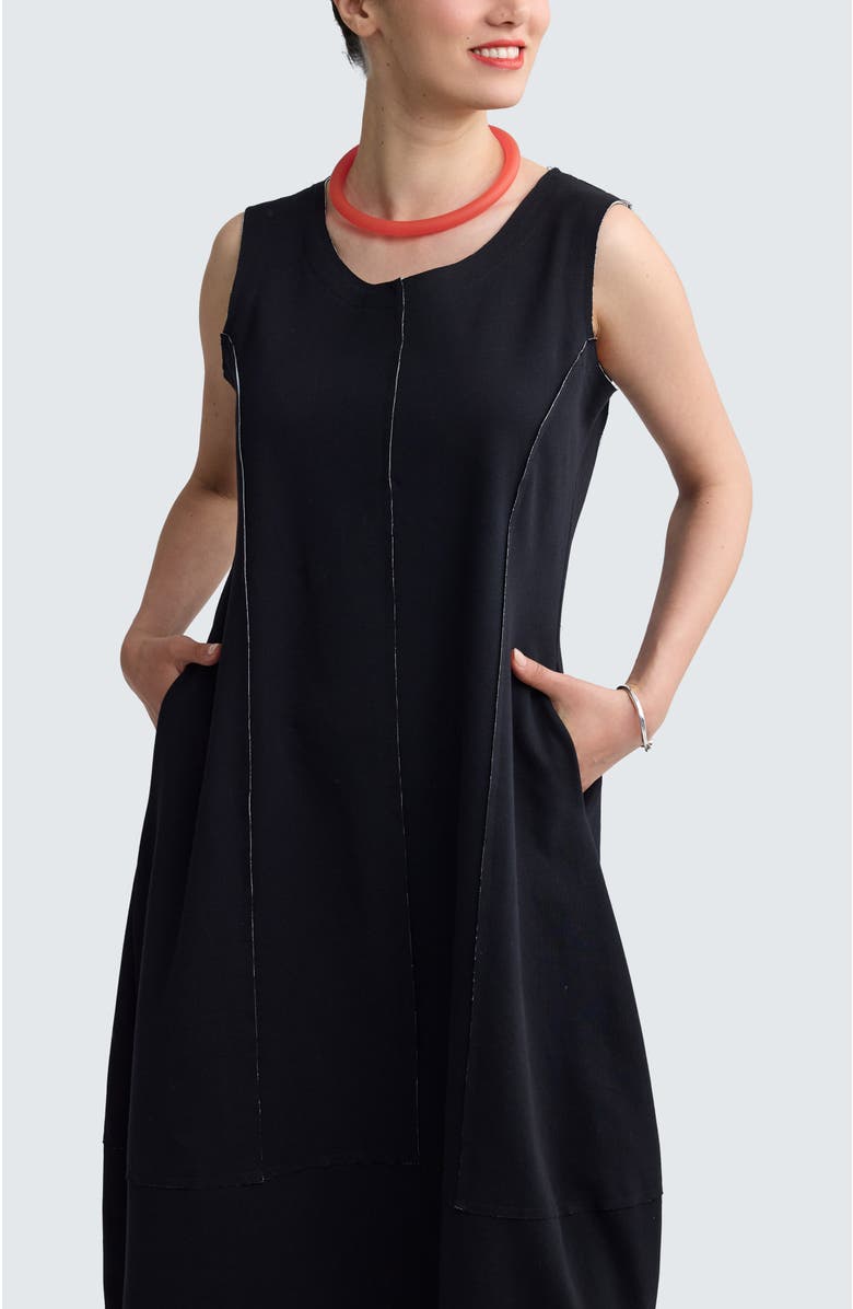 LUUKAA Korin Contrast-Stitch Balloon Dress, Alternate, color, Black