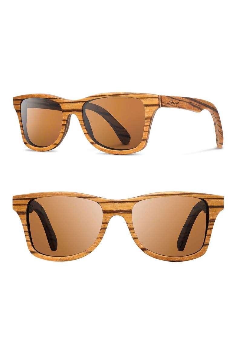 'Canby' 54mm Polarized Wood Sunglasses, Main, color, ZEBRAWOOD/ BROWN