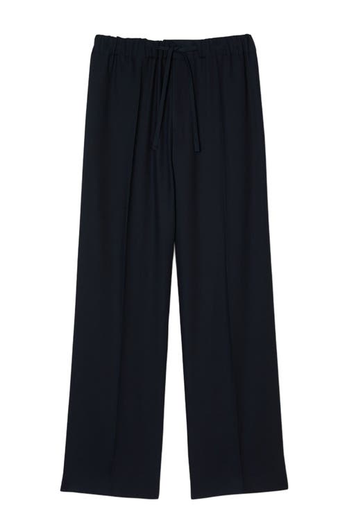 Sandro Elasticated Wide-leg Trousers In Midnight Blue