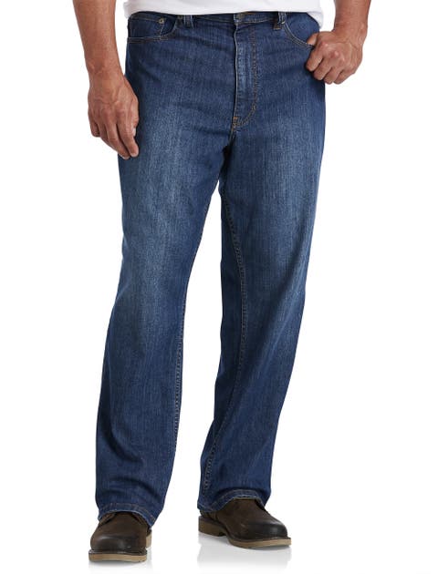 Basic Blue Relaxed-Fit Stretch Jeans