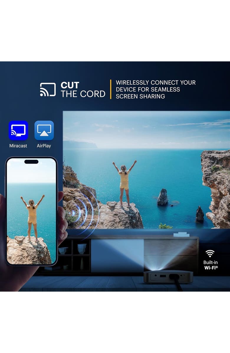 Kodak Luma 350 Smart Projector, Portable Pico Projector with 60" Screen, Case, Tripod & Remote, Alternate, color, White