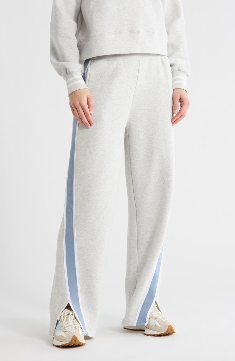 YOGALICIOUS Fleece Mid-Rise After Class Pants, Main, color, Heather Grey