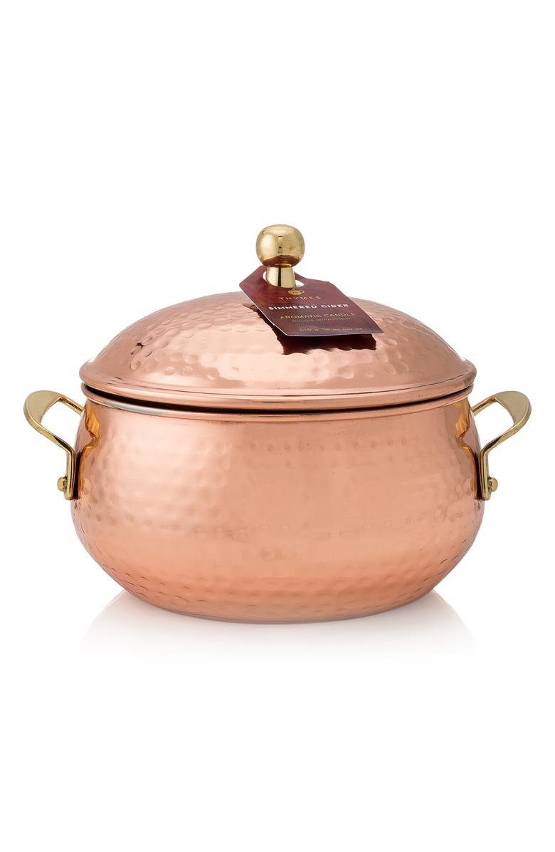 Thymes Simmered Cider Copper Pot Three-Wick Candle, Main, color, 