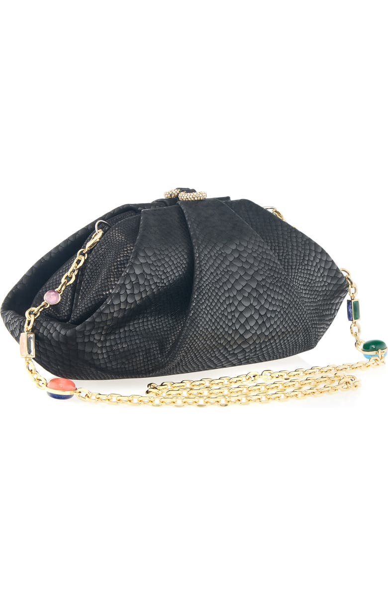 JUDITH LEIBER COUTURE Grande Gemma Snakeskin Embossed Leather Clutch, Alternate, color,