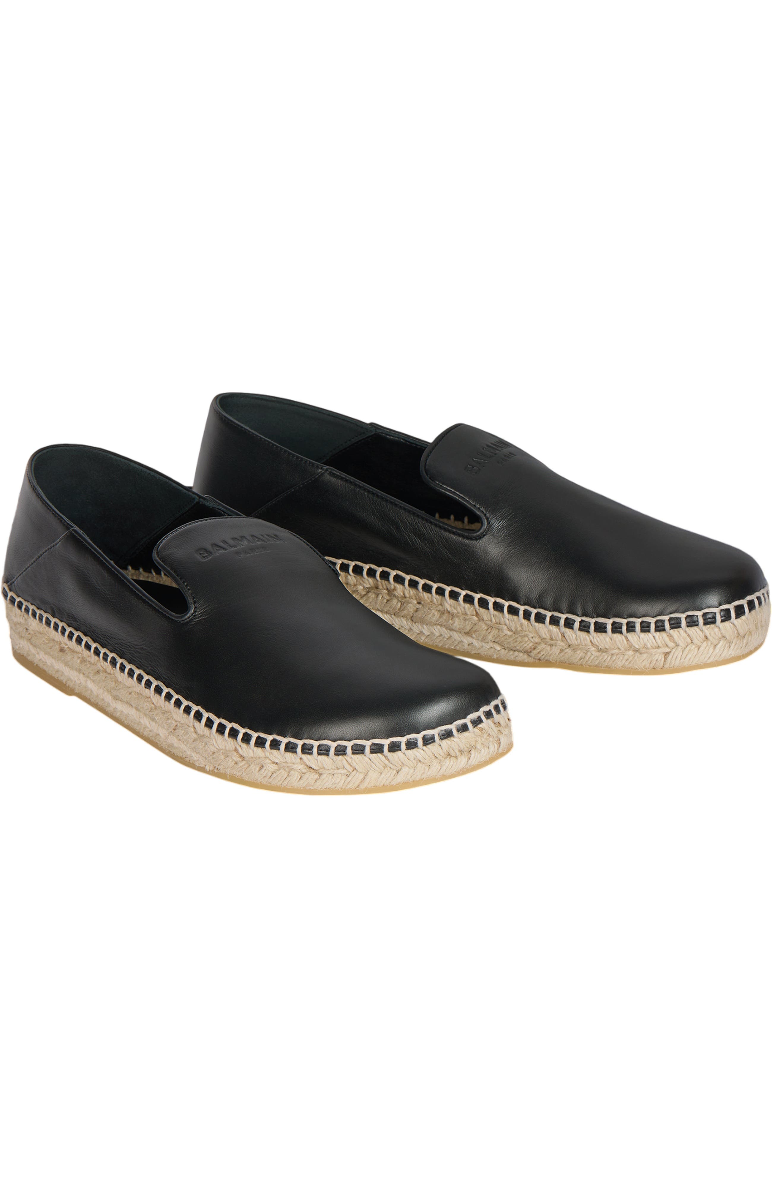 Smooth leather espadrilles, Main, color, black