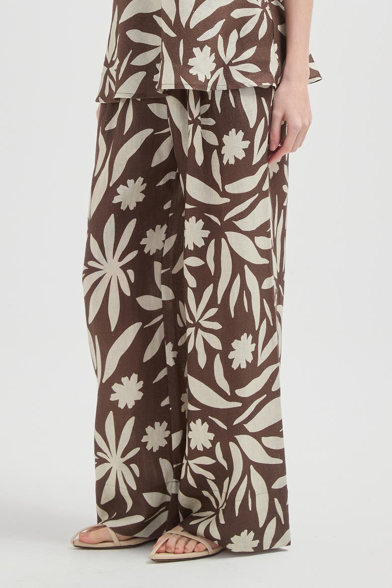Rhea Wide-leg Linen Pant, Alternate, color, Brown