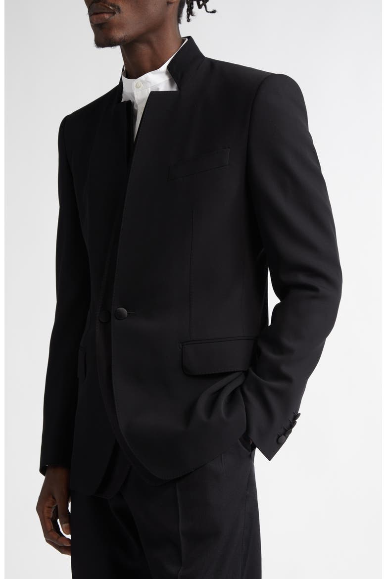 Double Breasted Wool & Silk Blend Gabardine Jacket, Alternate, color, N0000 NERO