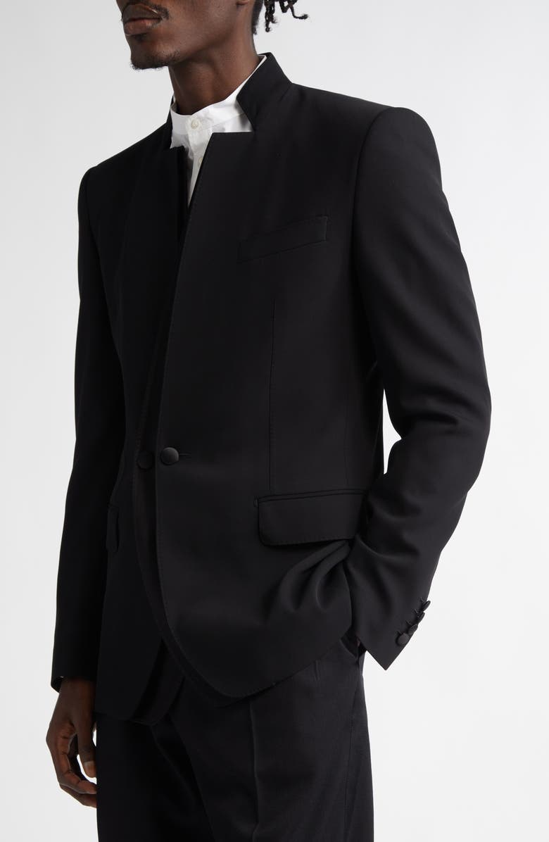 Dolce&Gabbana Double Breasted Wool & Silk Blend Gabardine Jacket, Alternate, color, N0000 Nero
