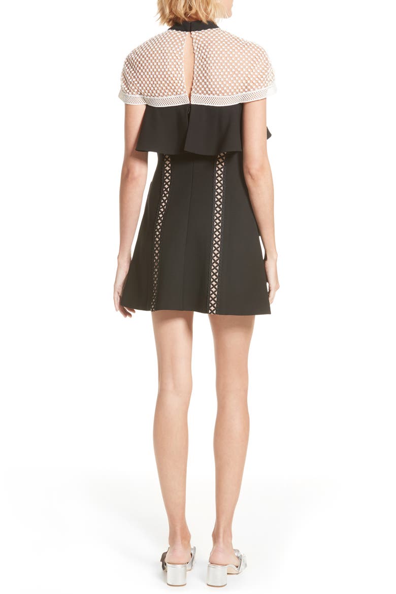 Bow Detail Minidress, Alternate, color, BLACK/ WHITE