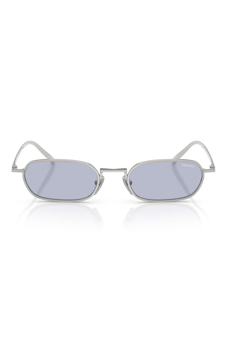 PR D58S 51mm Oval Sunglasses, Main, color, SILVER / BLUE