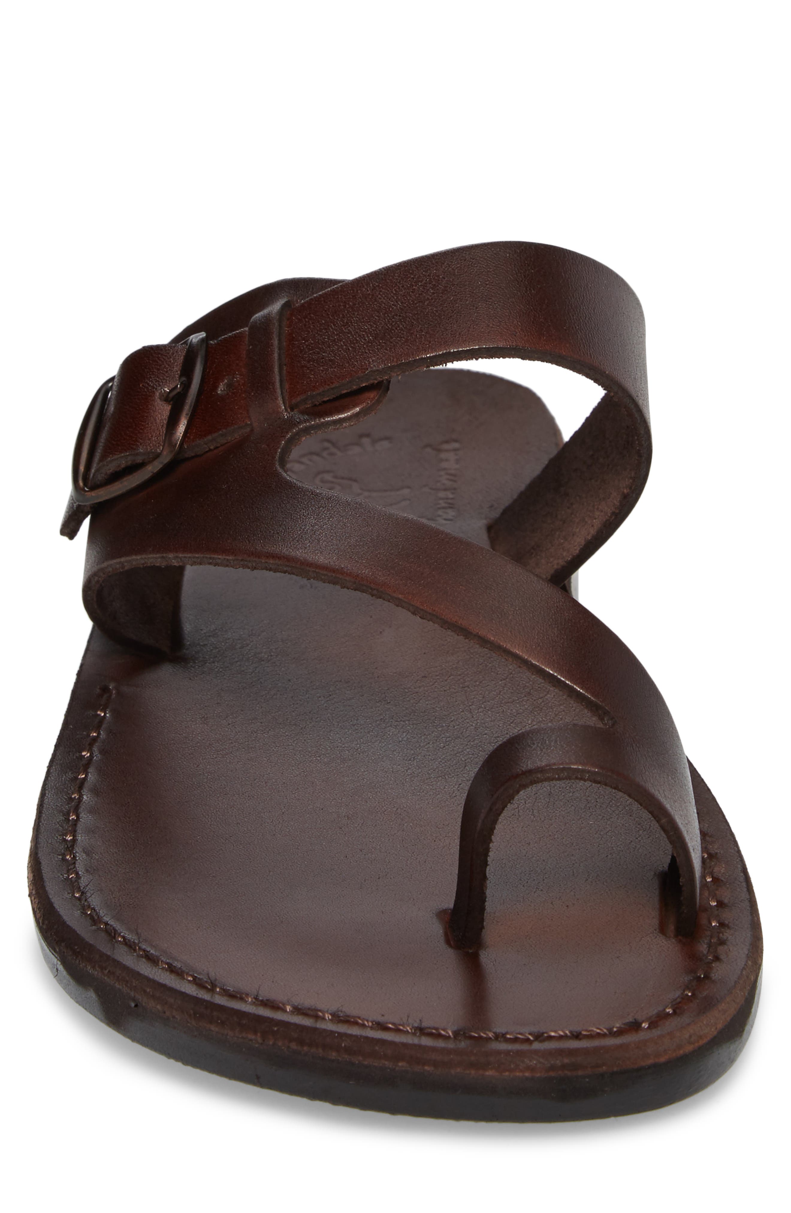 Abner Toe Loop Sandal, Alternate, color, BROWN LEATHER