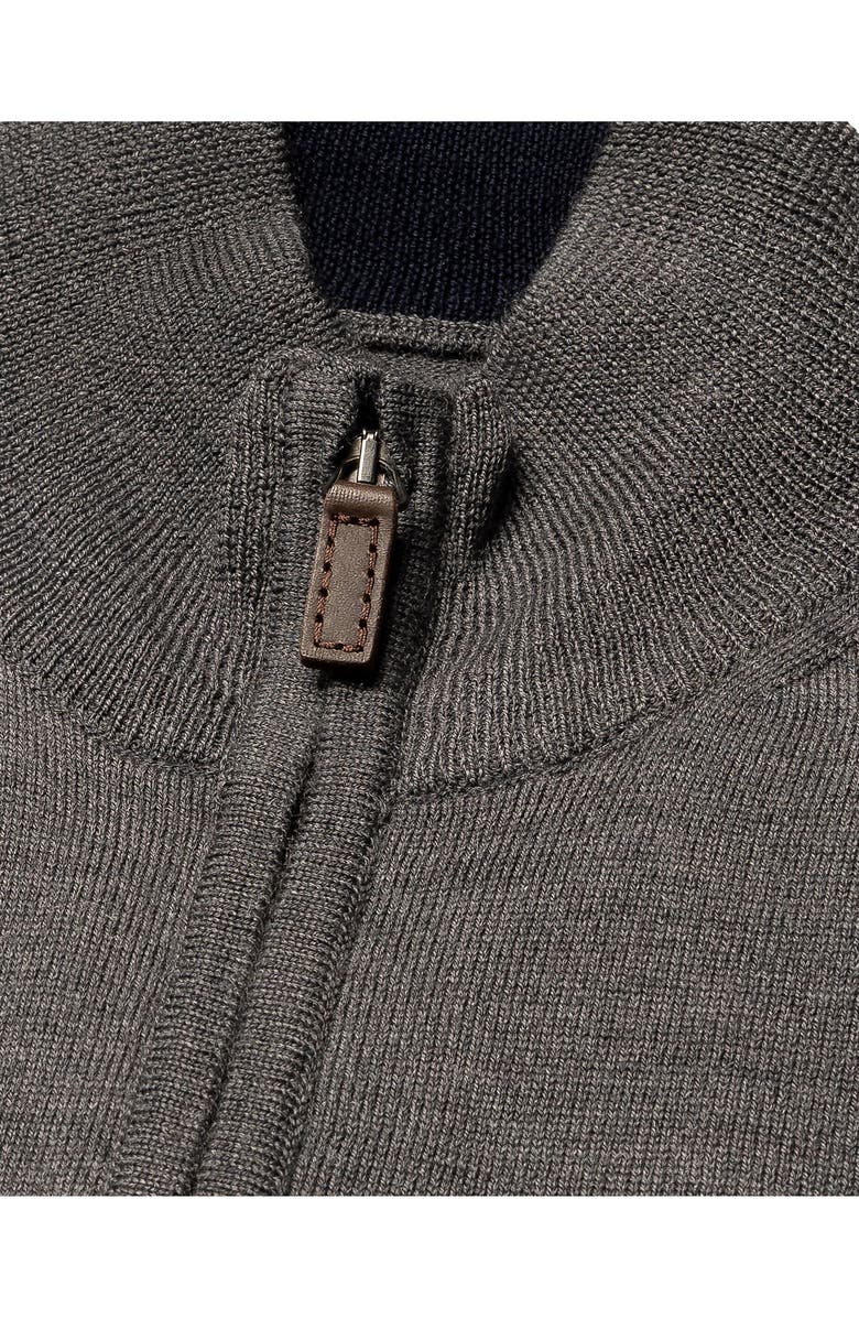 Eton Stand Collar Wool Zip Cardigan, Alternate, color, Dark Grey