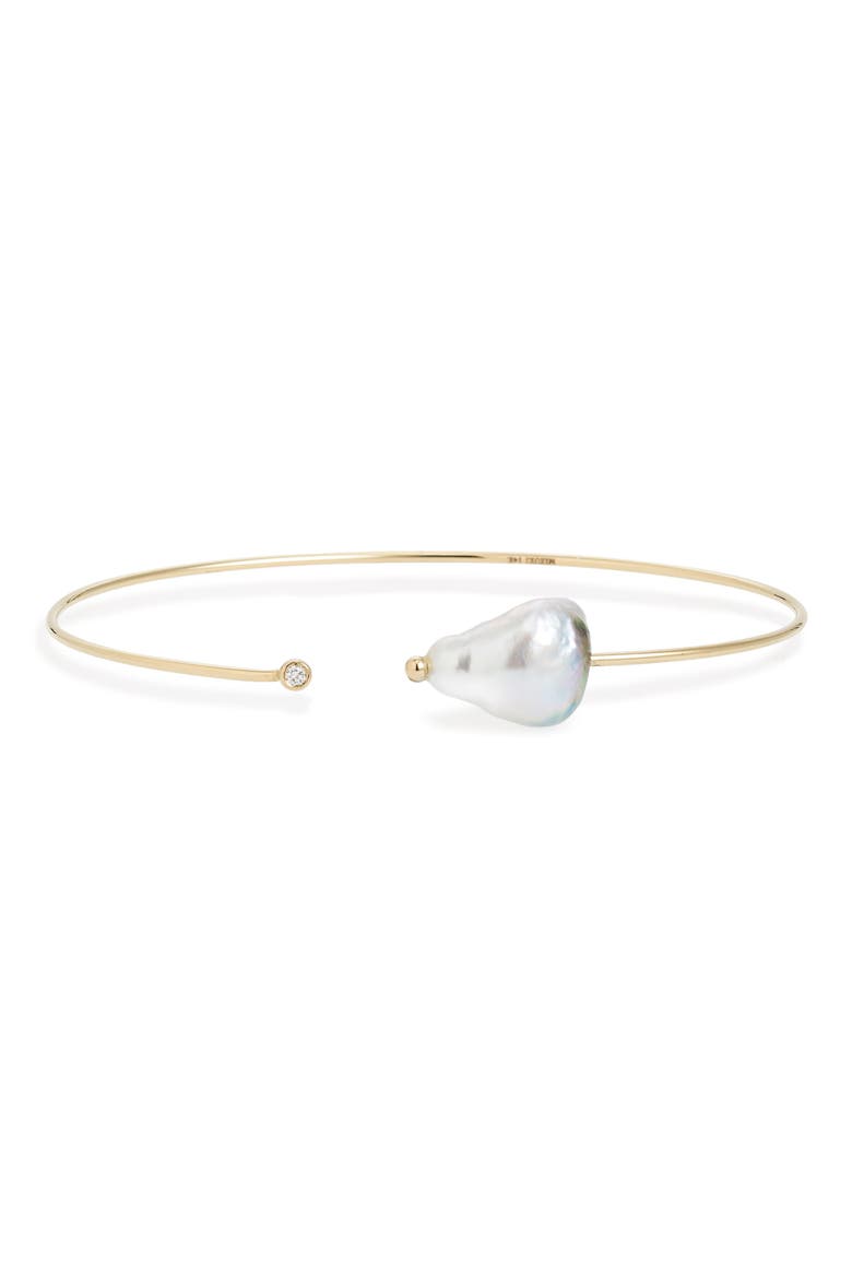 Diamond & Pearl Bracelet, Main, color, YELLOW GOLD/ GREY PEARL