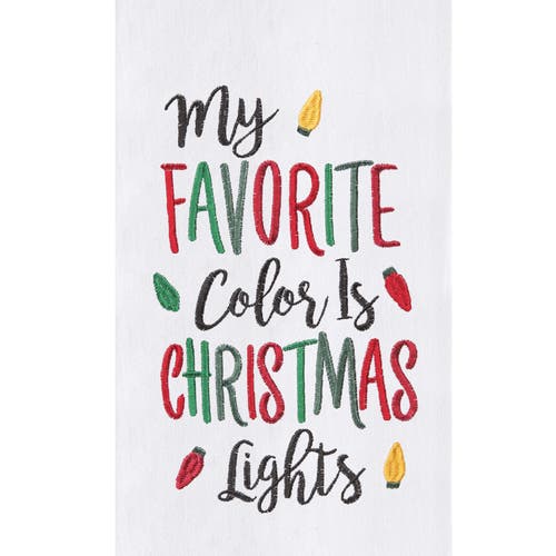 C & F Home C&f Home Holiday Themed "my Favorite Color Is Christmas Lights" Sentiment Featuring Bulb Lights Flou In White