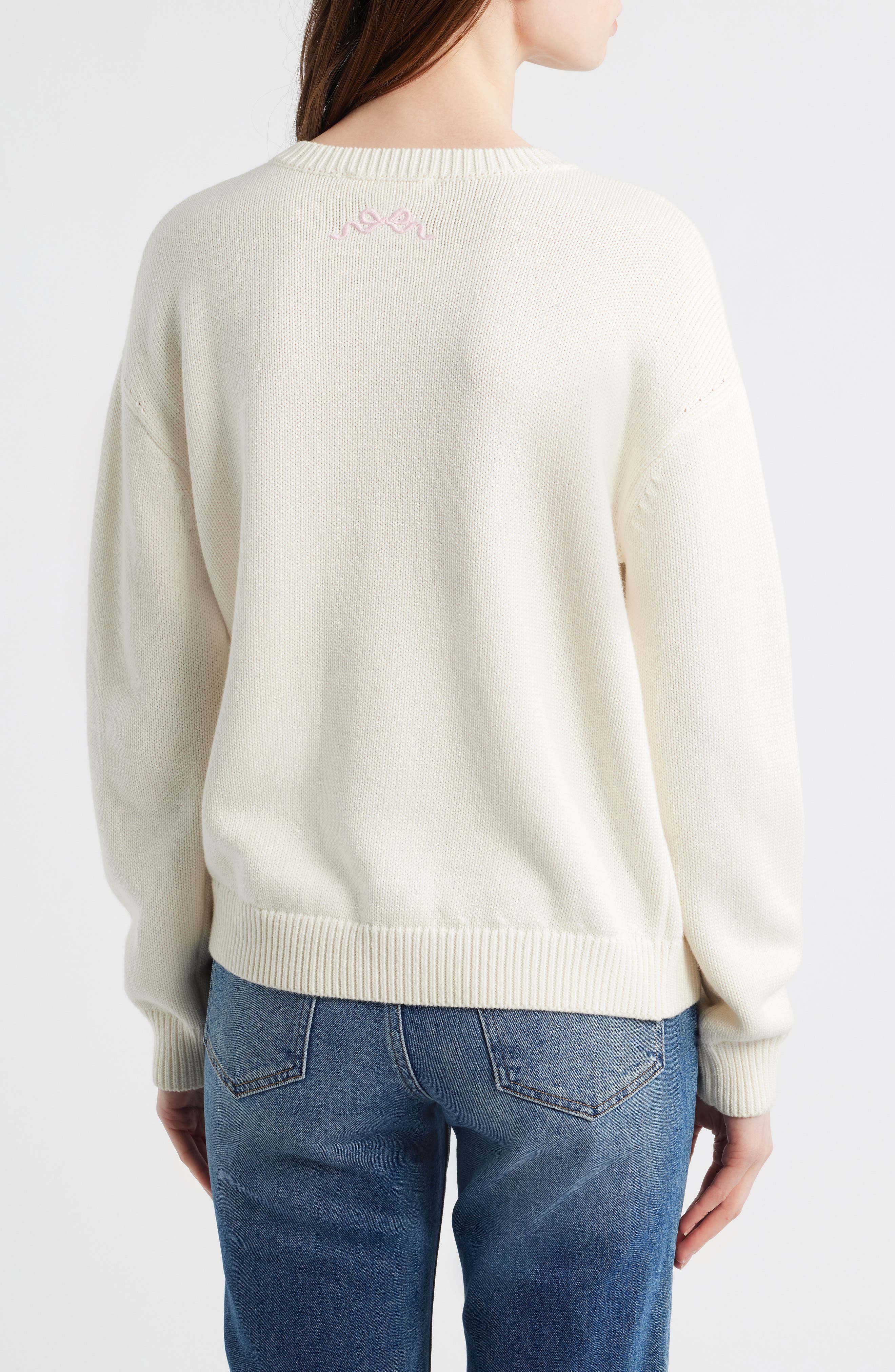 Selman Logo Embroidery Cotton & Wool Sweater - image 2