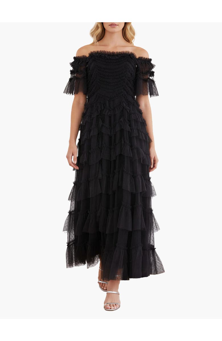 Needle & Thread Aviana Off-Shoulder Gown, Main, color, Graphite