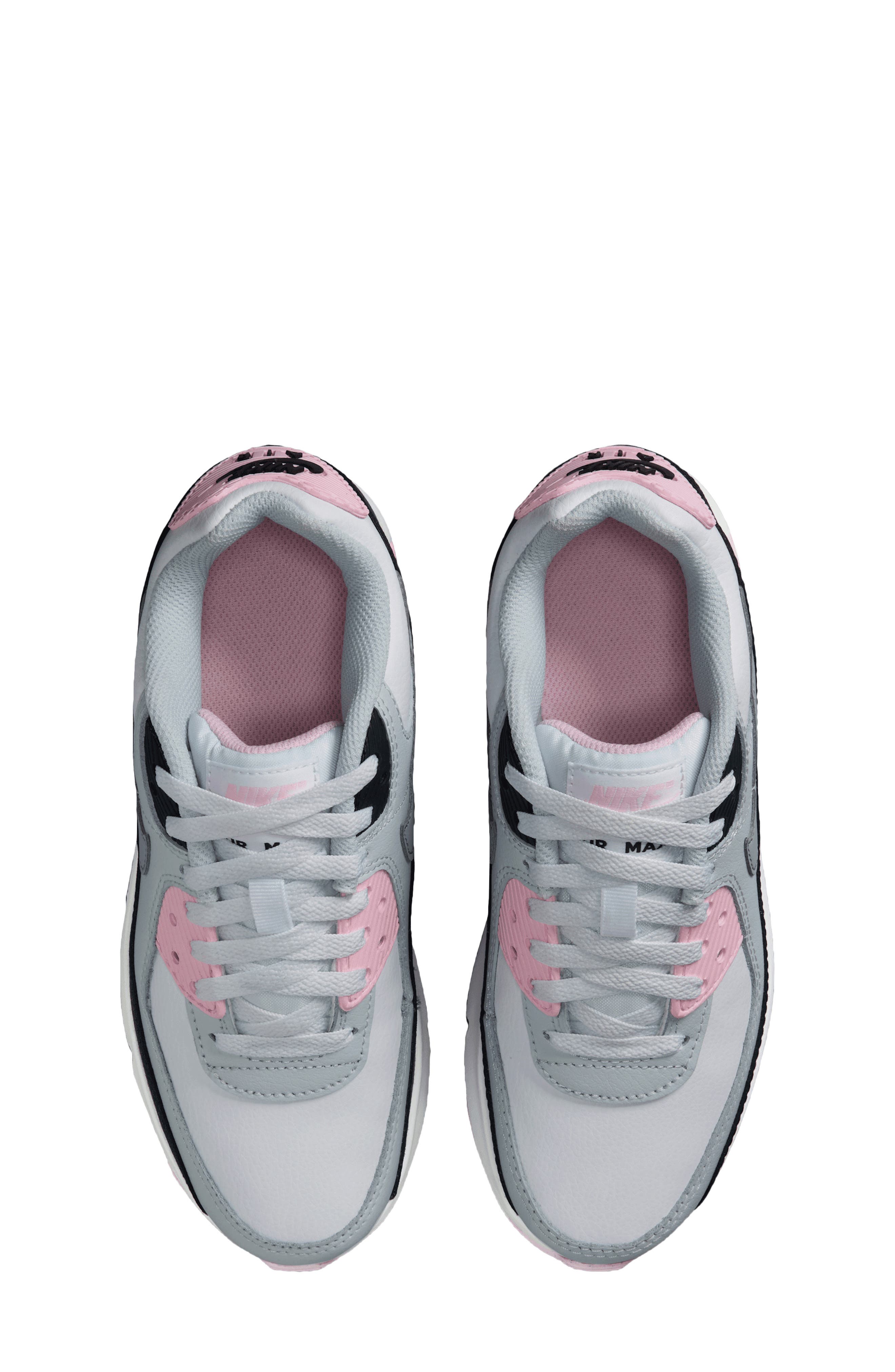 Nike Kids' Air Max 90 Sneaker, Alternate, color, 134 White/Pink Foam/Ar