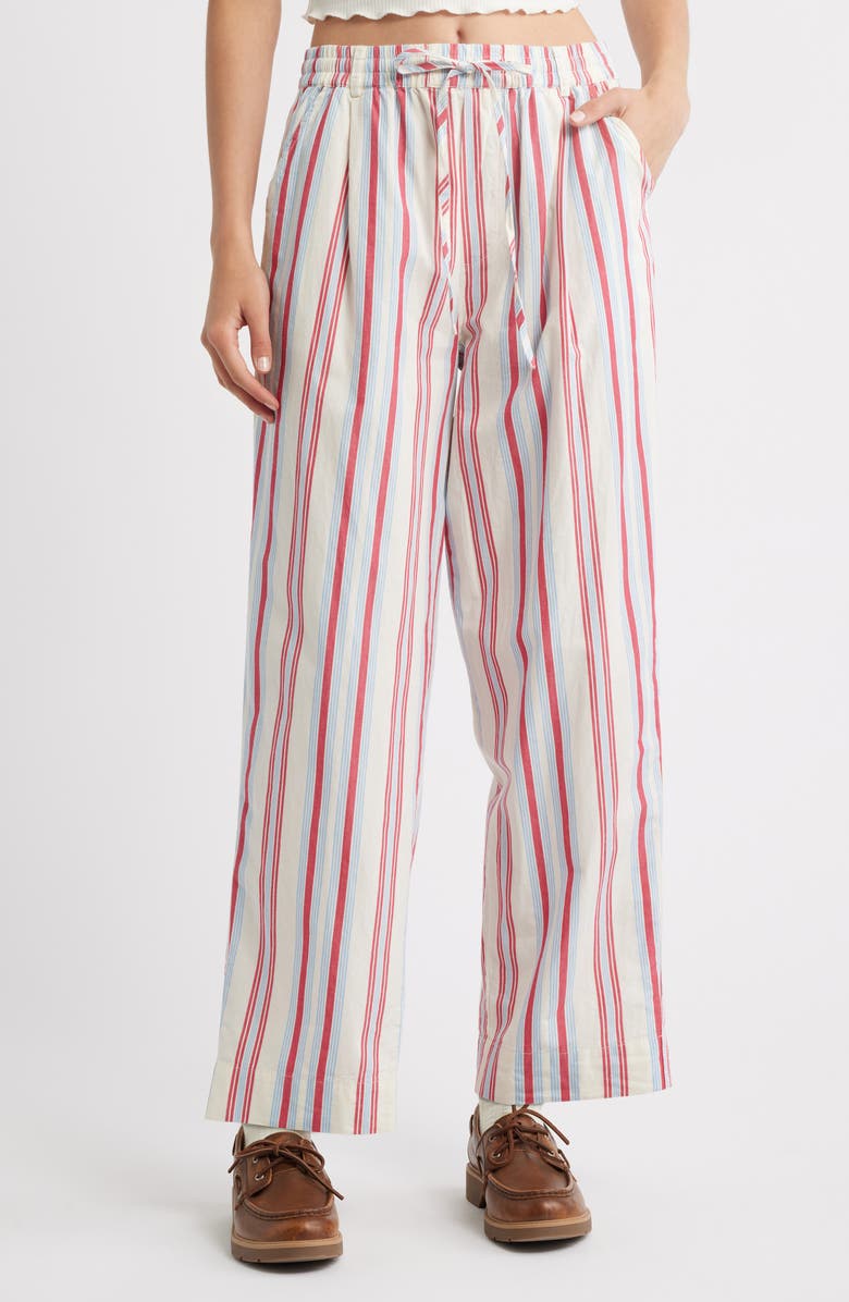 Damson Madder George Stripe Organic Cotton Drawstring Pants, Main, color, Ivory Multi