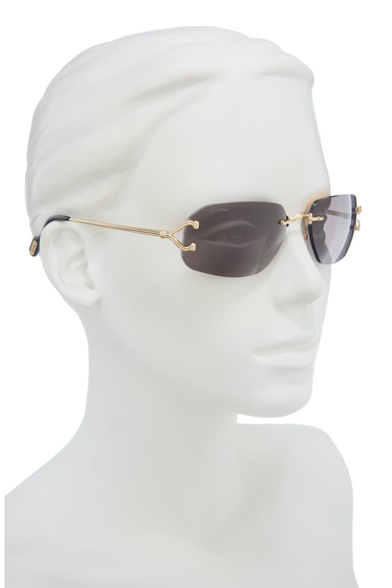 58mm Frameless Rectangular Sunglasses, Alternate, color, GOLD