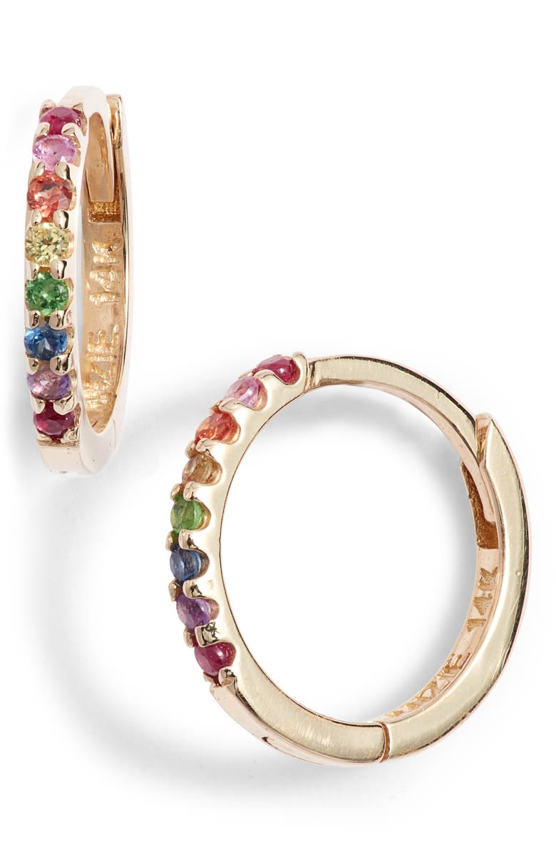 Anzie Cleo Rainbow Huggie Hoop Earrings, Main, color,