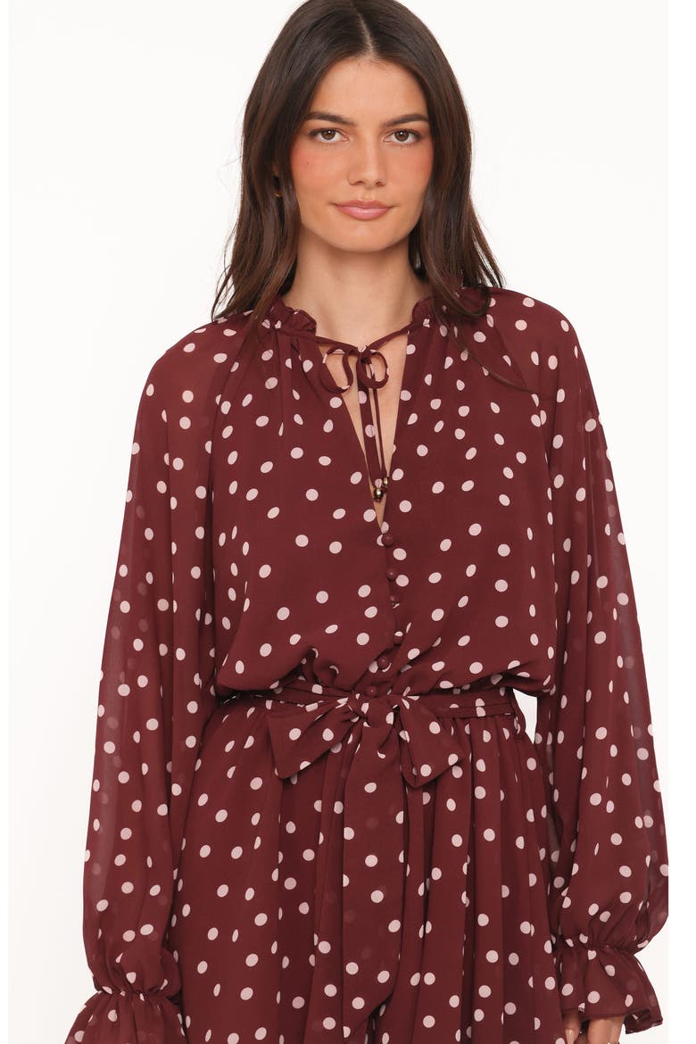Michelle Polka Dot Romper, Alternate, color, BURGUNDY POLKA DOT