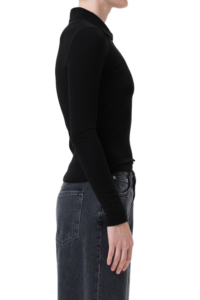Amos Long Sleeve Polo Shirt, Alternate, color, BLACK