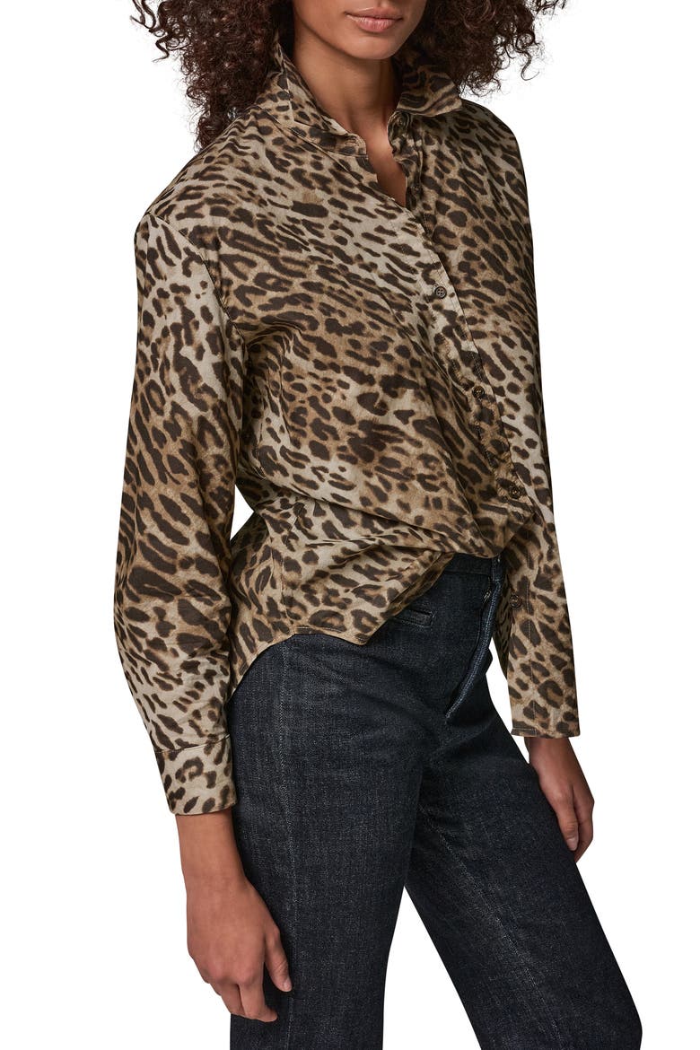 Print Cotton Voile Button-Up Shirt, Alternate, color, LEOPARD