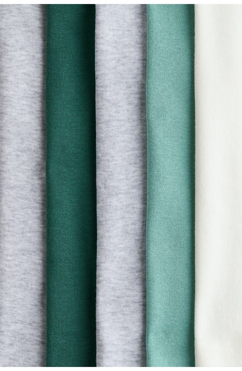 H&M 5-pack Cotton Vest Tops, Alternate, color, Cream/Green/Light Gray Melange