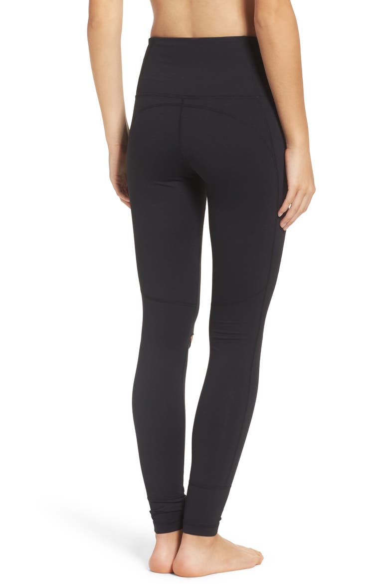 Cece High Waist Open Knee Leggings, Alternate, color, BLACK
