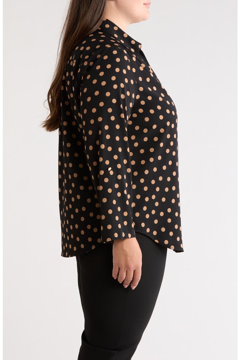 Polka Dot Roll Tab Sleeve Top, Alternate, color, ANNE BLACK/VICUNA