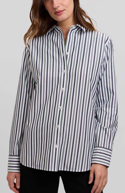 Meghan Stripe Cotton Button-Up Shirt
