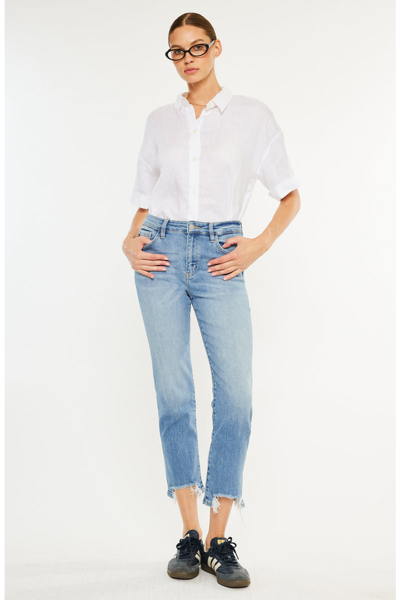 Angela Essentials High Rise Slim Cropped Straight Jeans, Alternate, color, Light Blue