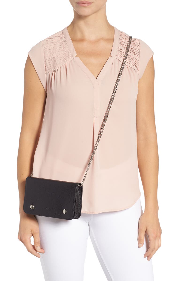 Longchamp Le Foulonné Leather Wallet on a Chain, Alternate, color,