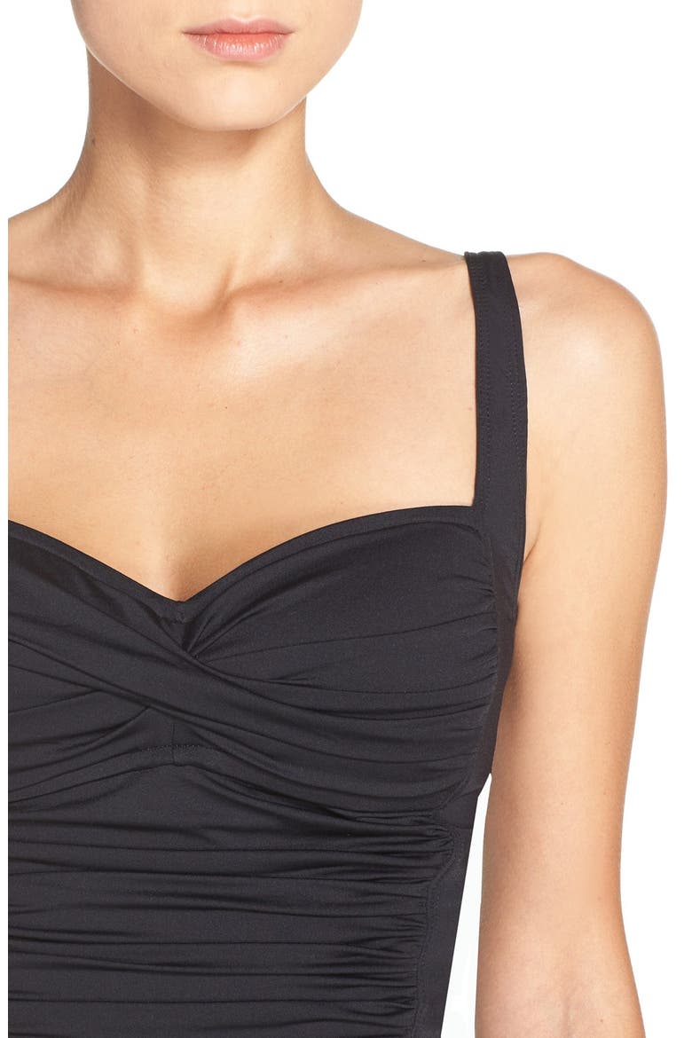'Glamour' Tankini Top, Alternate, color, BLACK
