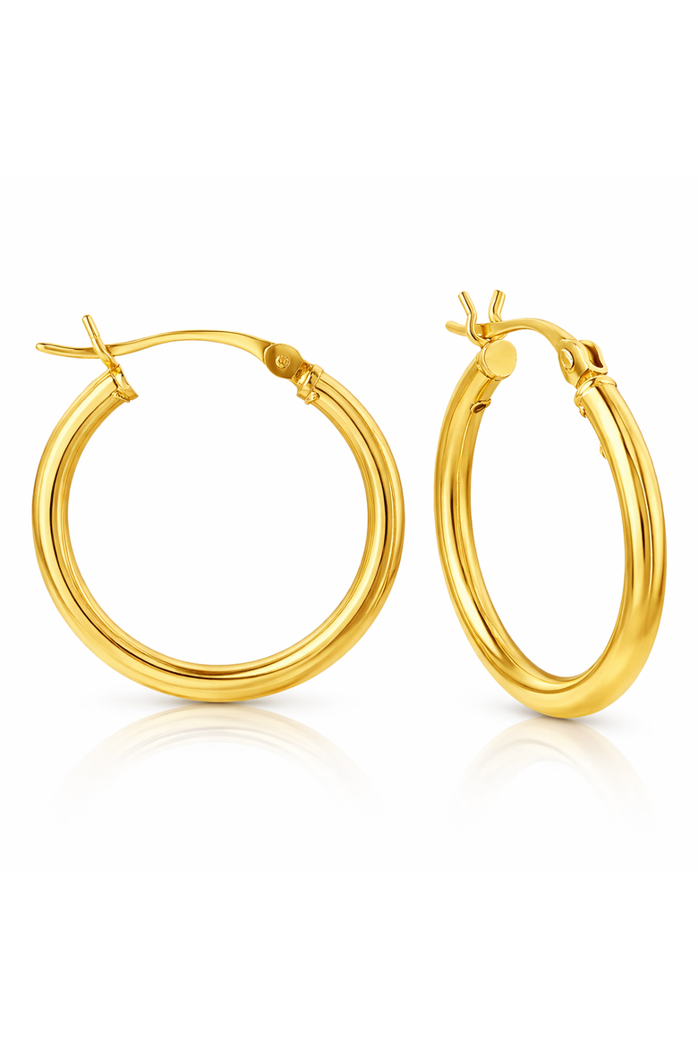 14k Gold Large Hoops, Main, color, Gold