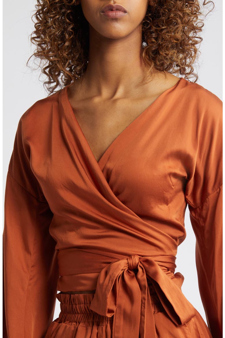 Aida Wrap Blouse, Alternate, color, RUST