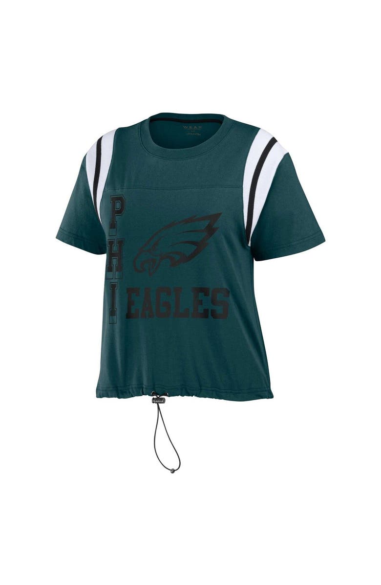 WEAR by Erin Andrews Women's WEAR by Erin Andrews Midnight Green Philadelphia Eagles Cinched Colorblock T-Shirt, Alternate, color, 