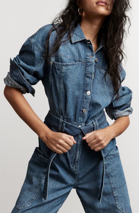 Long Sleeve Denim Jumpsuit